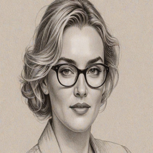 Radiant Kate Winslet, pencil sketch, portrait of Lovely woman 1980s in glasses, hair style beatnik, outline, clear lines, fine lines, 8k