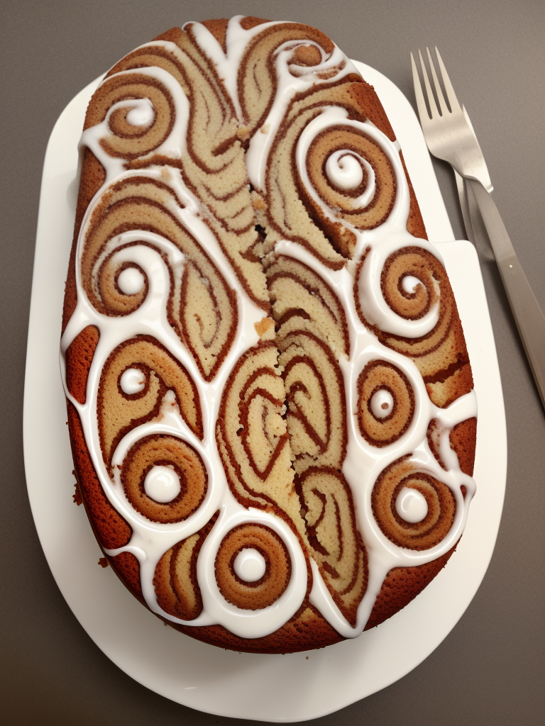 coffee cake with cross sectional swirls