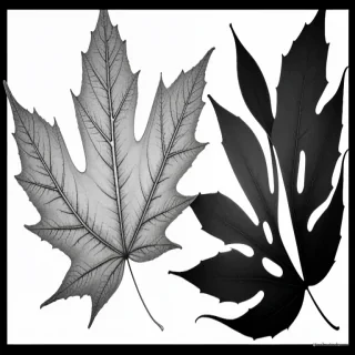 leaf clipart black and white