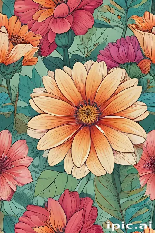 color drawing flowers