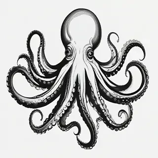 octopus clipart black and white