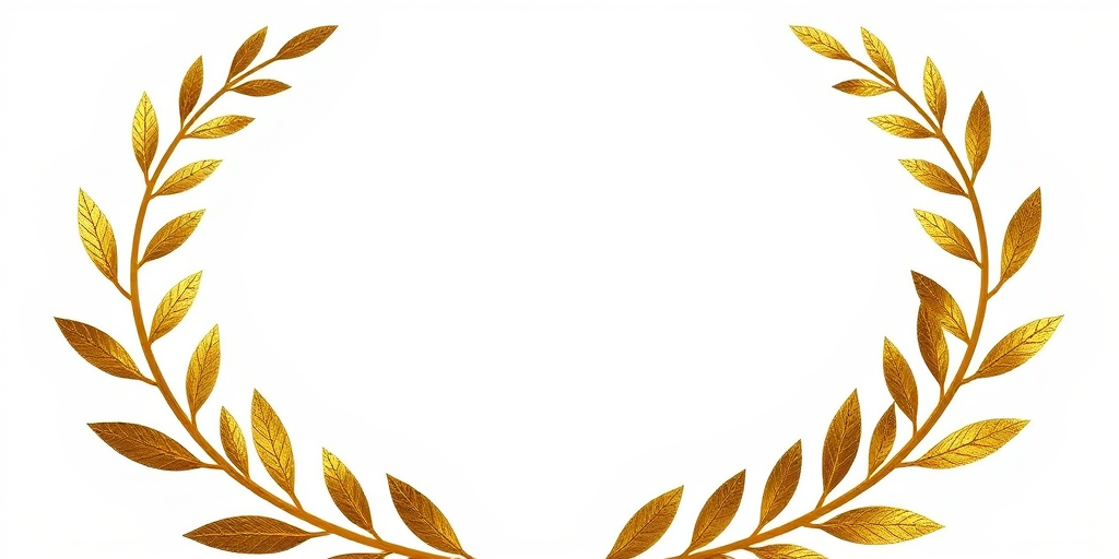Create a high-resolution digital illustration of a golden laurel wreath on a transparent background, with a DSLR camera using a 50mm lens at f/2.8, ISO 100, and soft natural lighting to enhance texture and detail.