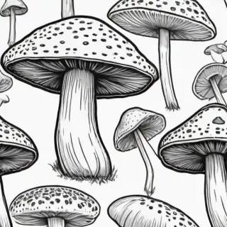 mushroom line art