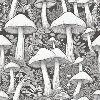 mushroom line art