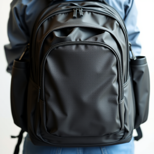 Create a high-resolution image of a backpack, using a Canon EOS 5D Mark IV, f/5.6 aperture, 1/125 sec shutter speed, ISO 100, natural lighting, shot from a front view with a slight perspective angle, ensuring a clean and minimalistic background for clarity.