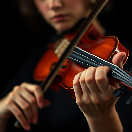 detailed edges, detailed image, perfection style, A cinematic detailed image of a woman playing a violin on a black background with both her hands, movie themed, sharp, detailed background, epic cinematic photography, artistic style, dramatic light style, cinematic color style, Kodak 35mm film style, detailed style, hand focus style, solo, simple background, 1boy, holding, male focus, black background, instrument, out of frame, realistic, music, playing instrument, holding instrument, violin, bow (music), fingernails, holding violin, photorealistic, hand focus