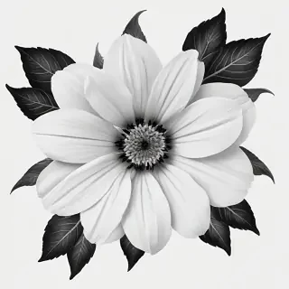 black and white flower png