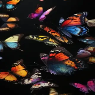 butterflies in black background