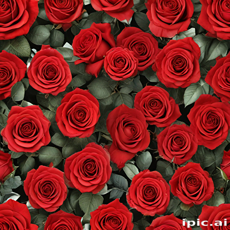 Beautiful Arrangement of Vibrant Red Roses Surrounded by Lush Green Foliage