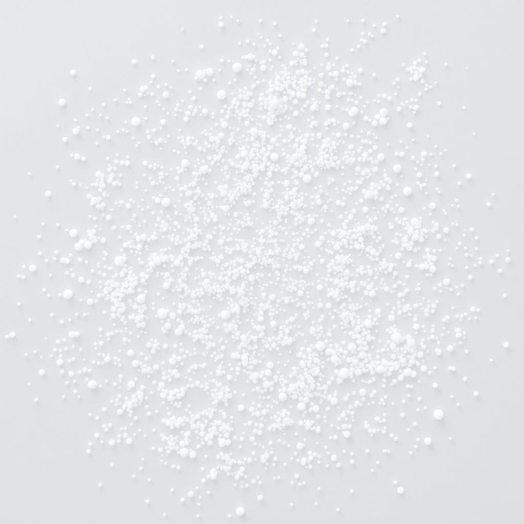 Create a high-resolution abstract background with soft, blurred white particles on a light gray backdrop, using a Canon EOS R5 with a 50mm lens, aperture set to f/1.8, ISO 100, shutter speed of 1/200s, top-down view, in natural lighting to enhance the image quality.
