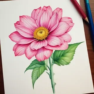drawings of flowers with color