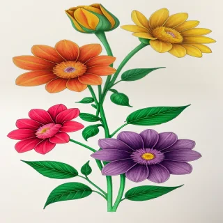 color drawings of flowers