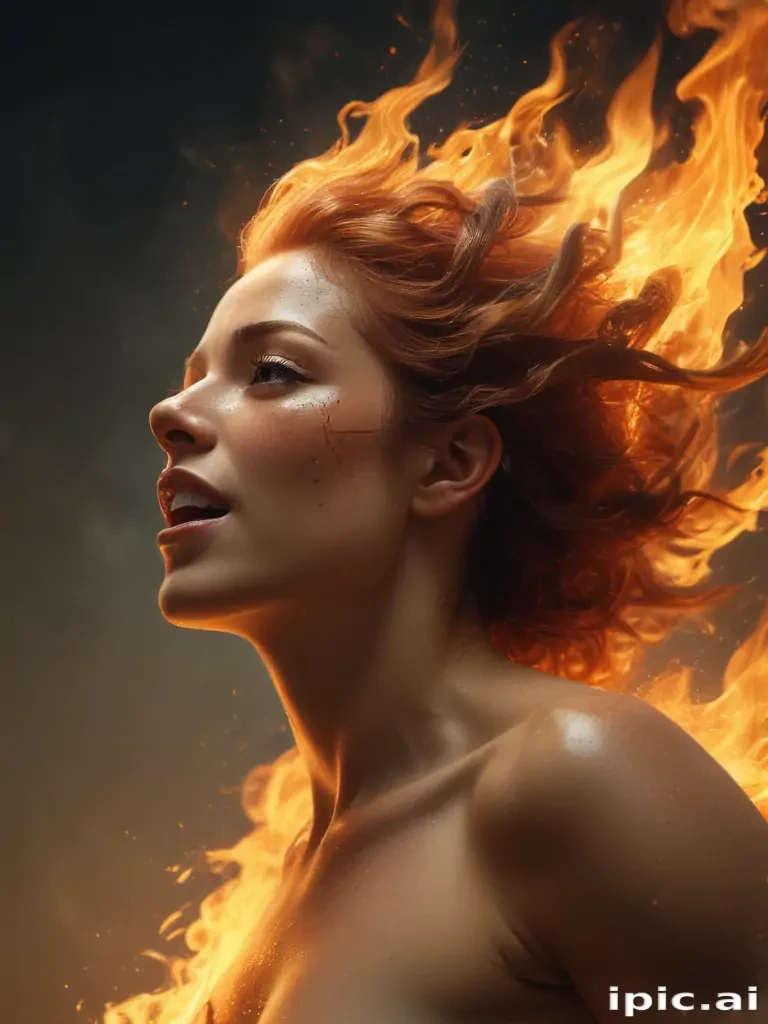 Fiery Elegance: A Portrait of Passion and Strength in Flames