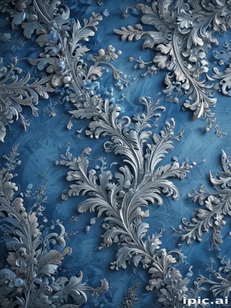Fancy Silver Pattern Blue Elegant Floral Patterns in Silver and Blue with Intricate Detailing.