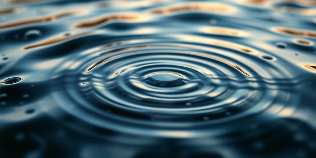 Generate a high-resolution image of water ripples with a surreal effect, using a Nikon D850 camera, 50mm lens, aperture f/1.8, ISO 100, and a shallow depth of field, captured from a low angle to enhance the texture and reflections on the surface.