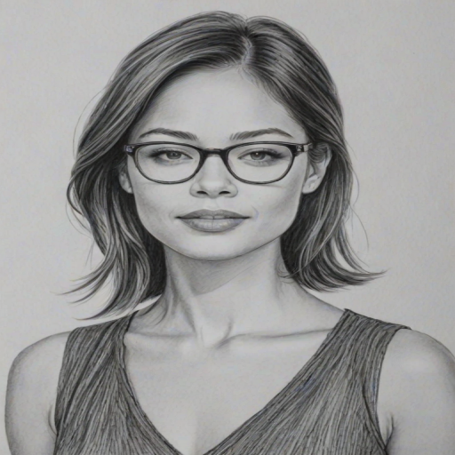 Radiant Kristin Kreuk, pencil sketch, portrait of Attractive woman 1927s in glasses, hair style beatnik, outline, clear lines, fine lines, 8k