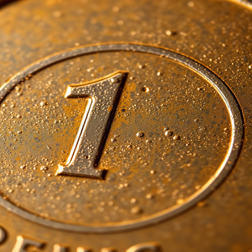 Generate a high-resolution image of a 1 pfennig coin, focusing on a detailed close-up view, with sharp lighting to emphasize texture and color, using a Canon EOS R5 camera, ISO 100, f/4 aperture, and a 50mm lens in macro style photography.