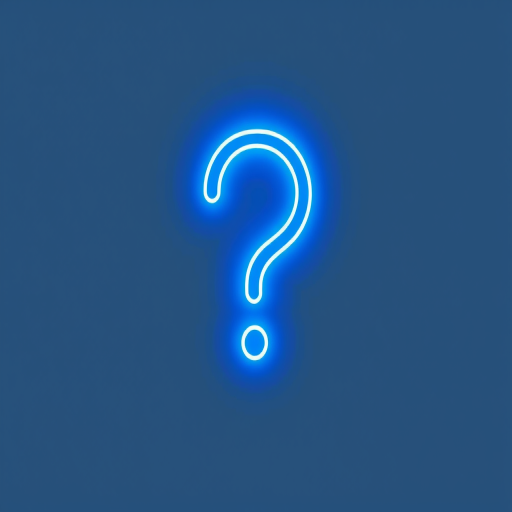 Create a bright blue question mark symbol on a solid white background, shot with a Canon EOS R5 at f/8, ISO 100, and a 50mm lens, using a clean and minimalistic style.