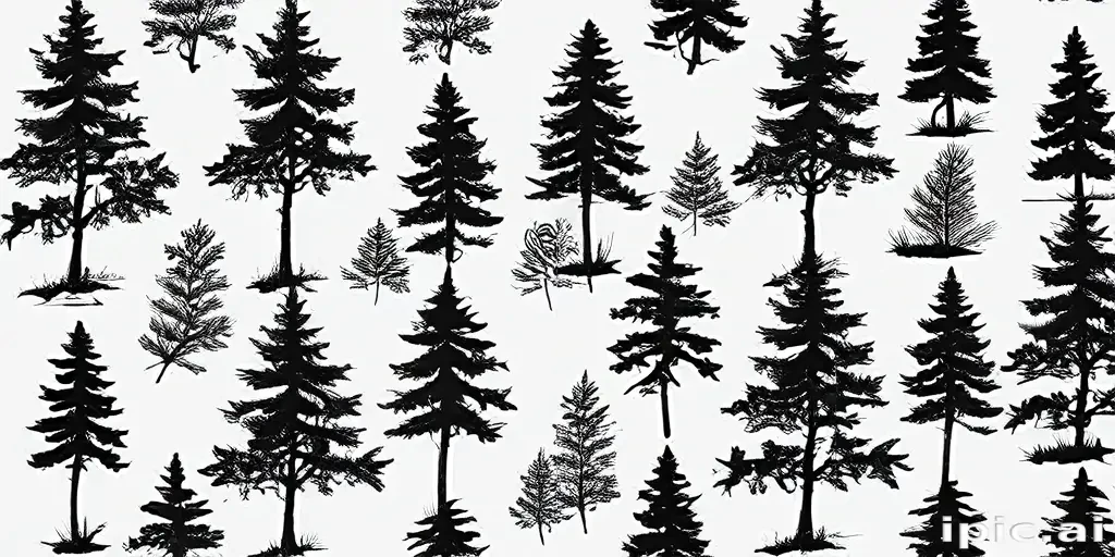 pine tree clipart black and white