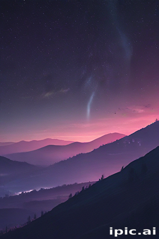 Enchanting Twilight Landscape Under a Starry Sky with Vibrant Colors