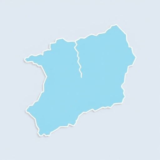 Create a detailed vector illustration of a map outline featuring two distinct regions in light blue with white borders, using a 50mm lens, f/11 aperture, ISO 100, captured from a top-down view with a DSLR camera for enhanced clarity and sharpness.