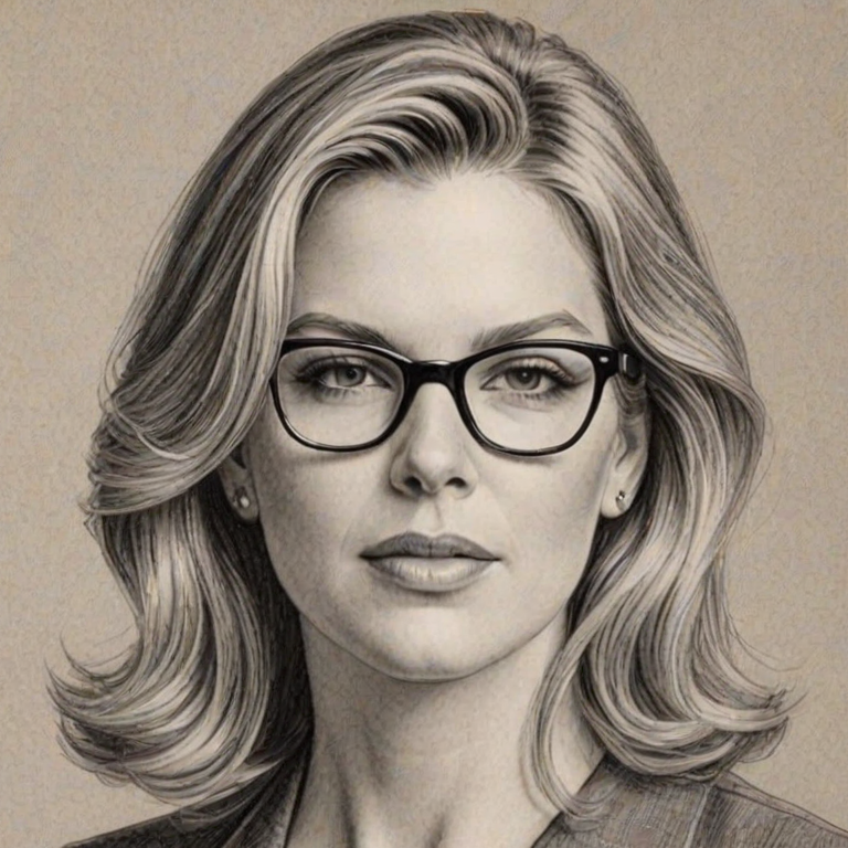 Enticing Diana Krall, pencil sketch, portrait of Captivating woman 1959s in glasses, hair style beatnik, outline, clear lines, fine lines, 8k