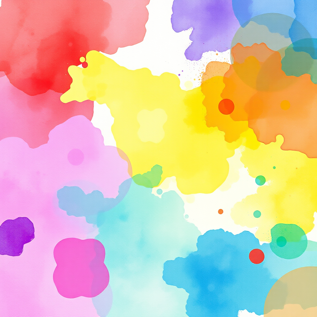 create a colorful watercolor abstract background with splashes of red, blue, yellow, green, and purple in a soft, blended style