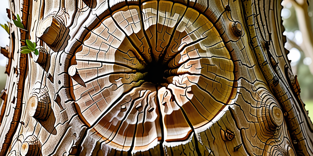 Intricate Patterns and Textures of a Weathered Tree Trunk Close-Up