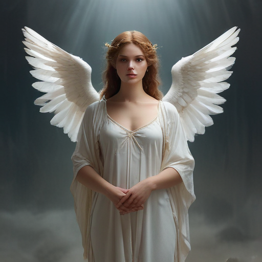 Radiant Angelic Figure Bathed in Ethereal Light with Majestic Wings