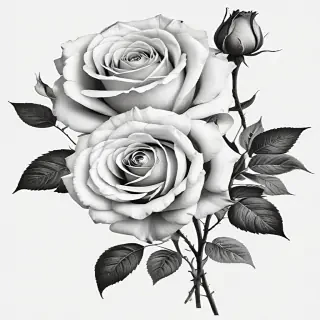 roses clipart black and white