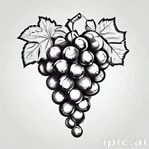grapes clipart black and white