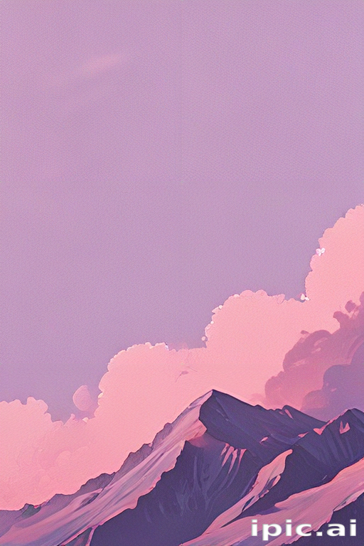 Serene Mountain Landscape Bathed in Soft Pink and Purple Hues