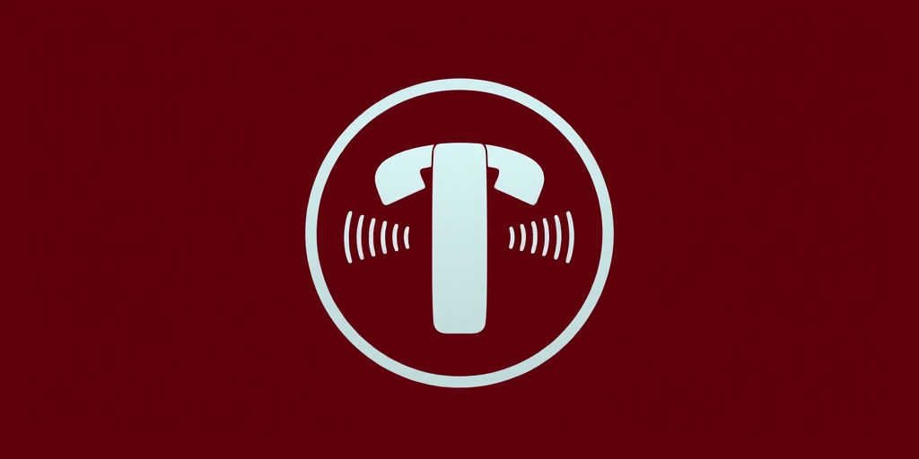Create an image of a white telephone icon with sound waves inside a maroon circle, using a Canon EOS R5 with an f/2.8 aperture, 50mm lens, HDR mode, and a high-resolution setting for enhanced image quality.