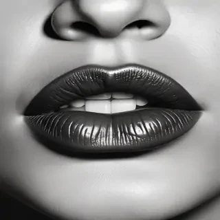 lips black and white clipart