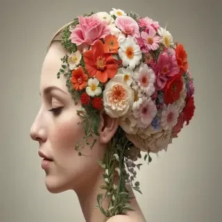 half brain half flowers