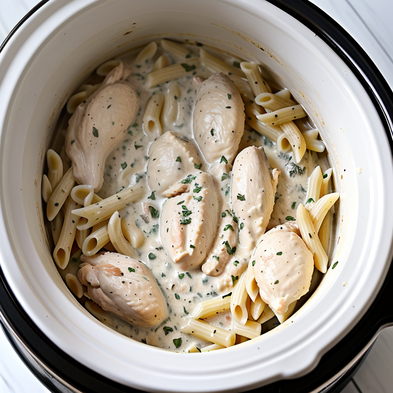 chicken alfredo crockpot with jar sauce