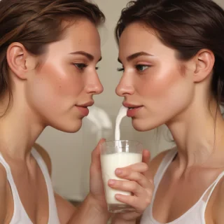 lesbians drinking milk