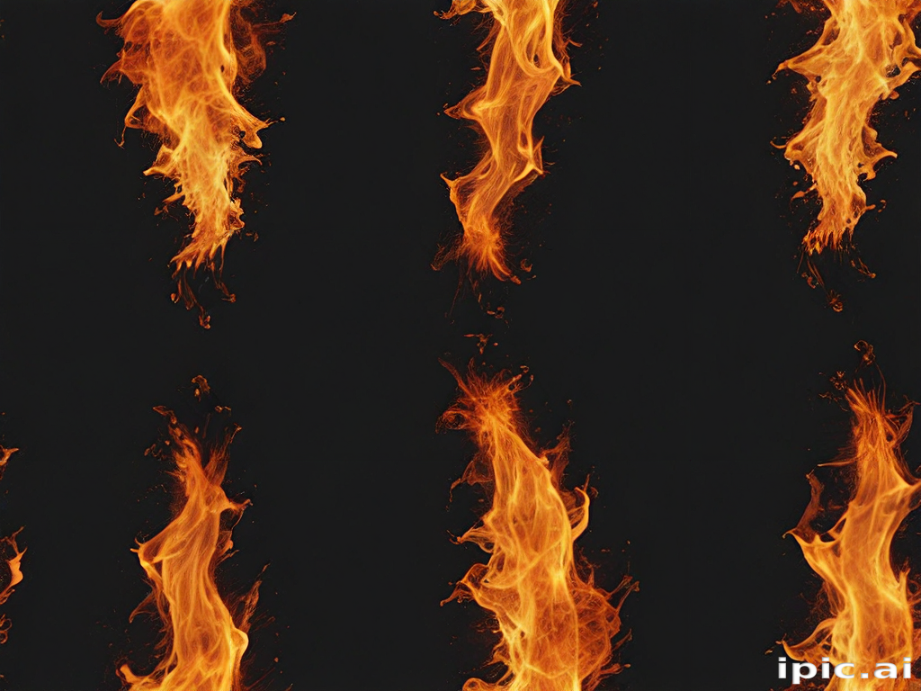 Vibrant Flames Dancing Against a Dark Background in Striking Patterns