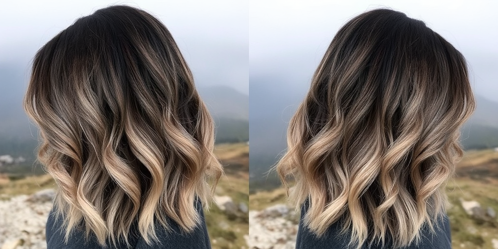 Smoky quartz ombre melting into ash blonde ends, the "Misty Mountain" hairstyle evokes the serene beauty of a foggy mountain landscape