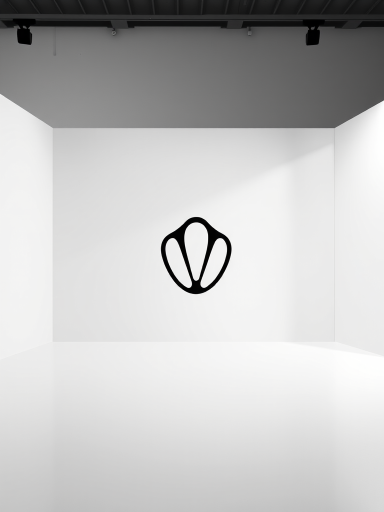 Create a high-quality logo design featuring a minimalist style, using a black and white color palette, shot with a Canon EOS R5, 50mm lens, f/1.8 aperture, ISO 100, in a well-lit studio with soft diffused lighting.