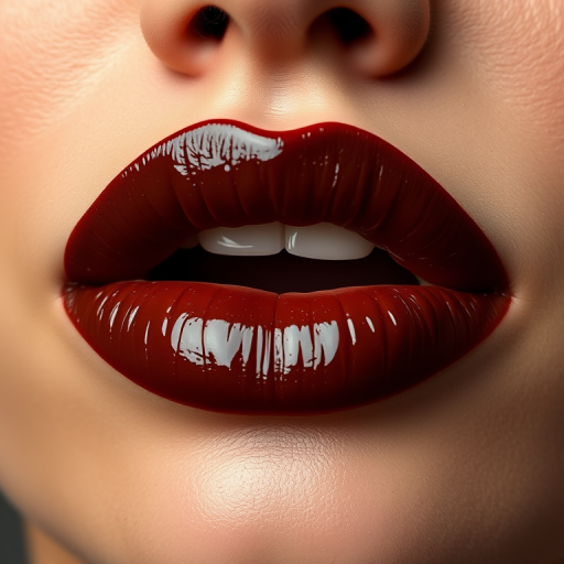 Rich chocolate brown woman lips with glossy texture, offering a unique twist on traditional dark lip colors