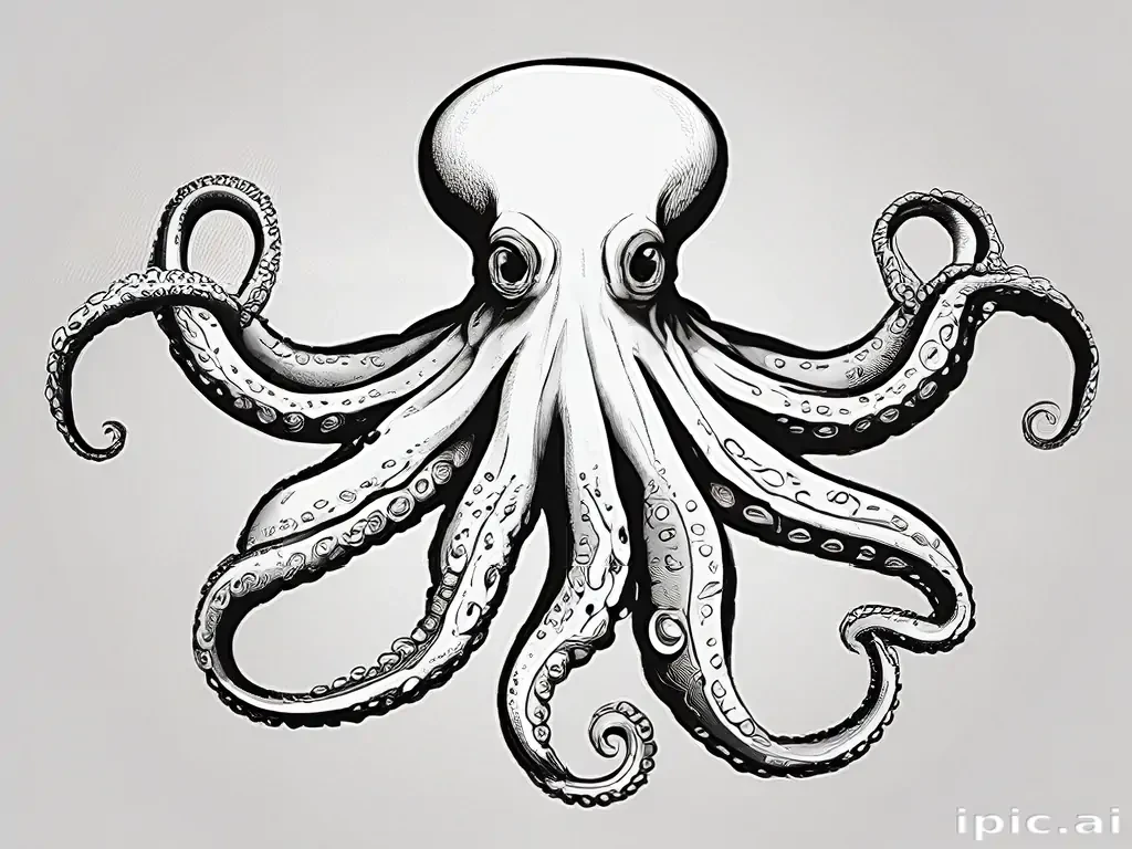 octopus clipart black and white