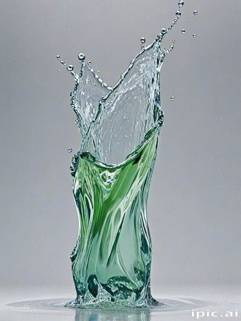 Dynamic Splash of Water Creating Beautiful Patterns in Vibrant Green Tones
