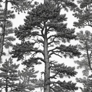 black and white pine tree clip art