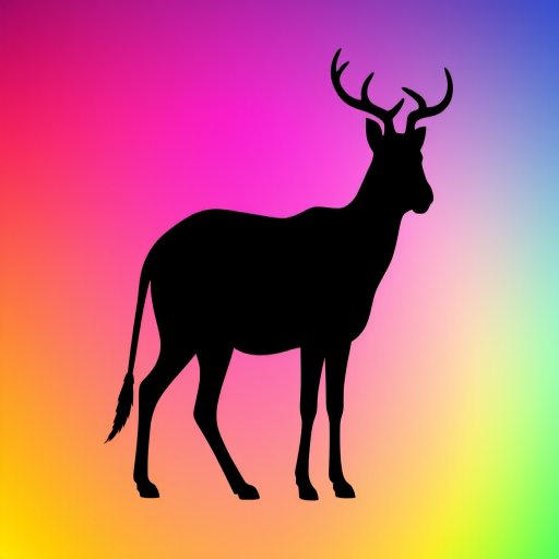 Create a high-resolution image of a stylized animal silhouette against a vibrant gradient background, shot with a DSLR camera at f/2.8, ISO 100, 1/200 sec, in landscape orientation, using a wide-angle lens for enhanced depth and clarity.