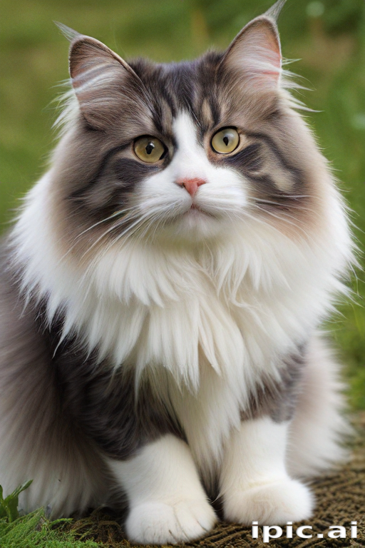 A Majestic Cat With Luxurious Fur Sitting Gracefully in Nature.