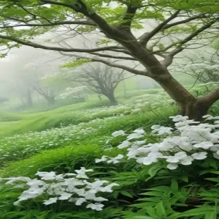 white and greenery background
