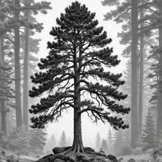black and white pine tree clipart