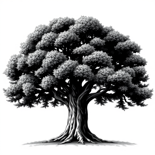 oak tree clipart black and white