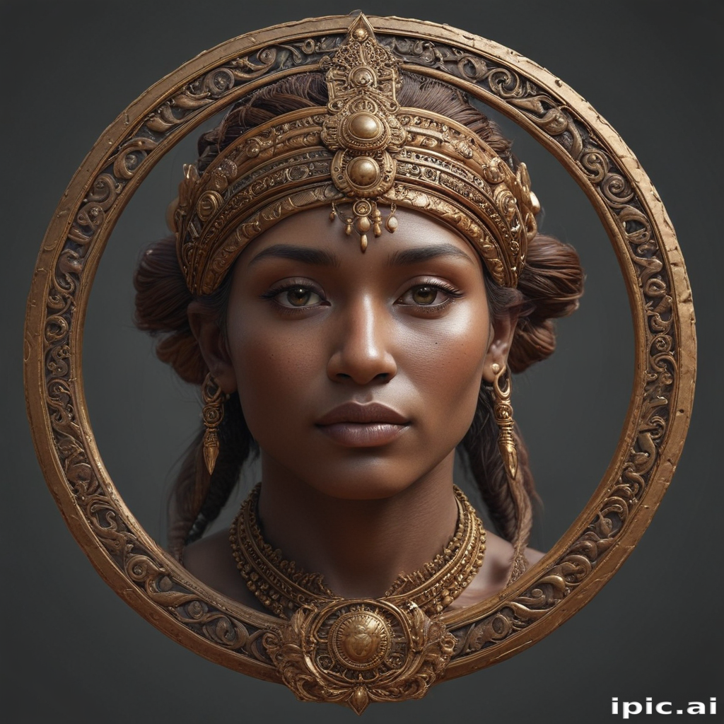 Regal Portrait of a Woman Adorned with Intricate Golden Jewelry and ...